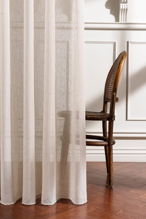 Rideau ELARA en tissu uni 75% polyester 25% lin, largeur 420 cm