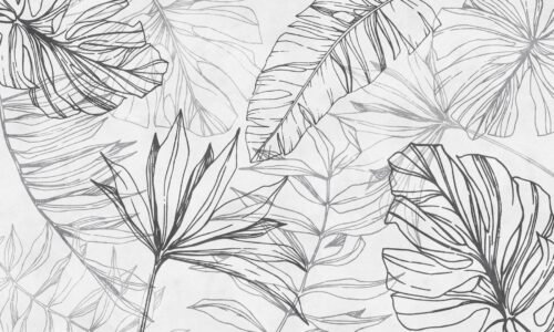 Papier peint Lekko I avec motif feuilles tropicales miniatures