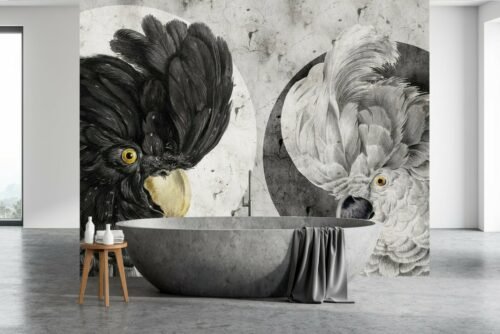 Papier peint Yin Yang noir et blanc en rouleau