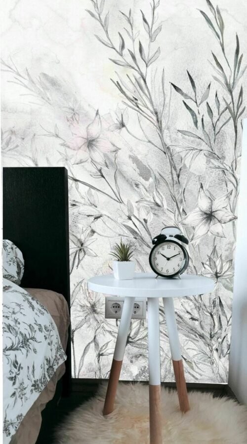 Papier peint avec motif de fleurs peintes à l’aquarelle