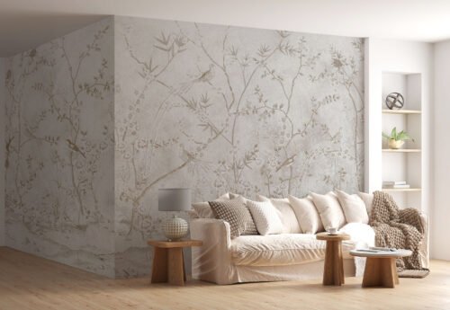 Papier peint Chinoiserie Maison Drapeé 500 x 300 cm style asiatique
