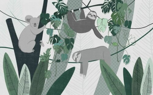 Papier peint Jungle Stories Lazy avec motif de koalas dans la jungle