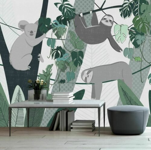 Papier peint Jungle Stories Lazy avec motif de koalas dans la jungle