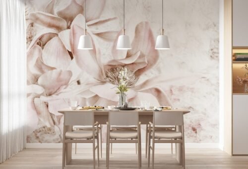 Papier peint Look at me motif floral effet marbre 500 x 300 cm