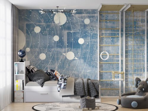 Papier peint Space Planet pour enfant, dimensions 500 x 300 cm