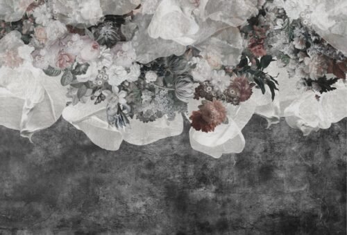 Papier peint Organza motif fleurs hollandaises nacré 500x340 cm