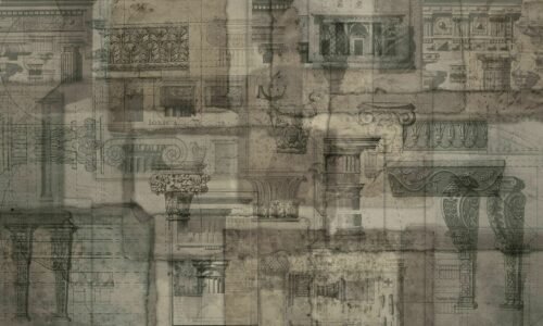 Papier peint Kalimera Antika avec motifs doriques et ioniques