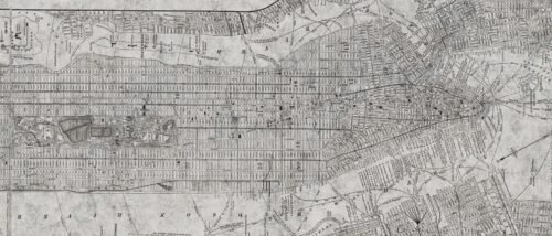 Papier peint New York avec motifs urbains et lignes géométriques