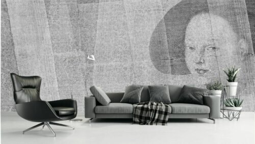 Papier peint Lady Gaza avec portrait féminin et tissu muséal