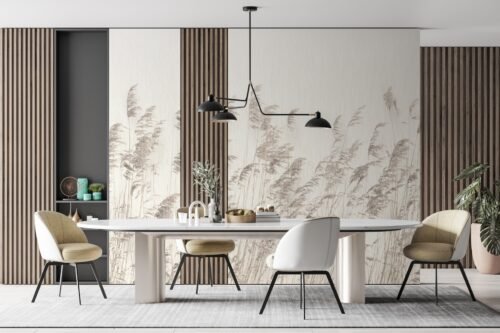 Papier peint Whisper avec motif géométrique discret en tons neutres