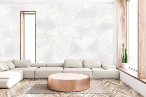 Papier peint Trigranit II motif polygonal géométrique format 738 x 353 cm