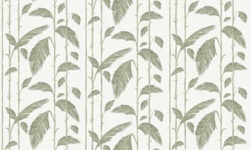 Papier peint Palm Springs avec motif rétro géométrique en tons sable et vert