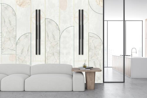 Papier peint Foyer Art déco marbre sous-couche Silky Platinum