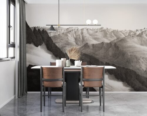 Papier peint Alpenblick avec motif montagne rétro alpin