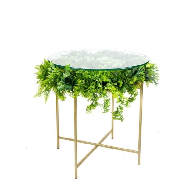 Table ronde à plateau vitré pour salon