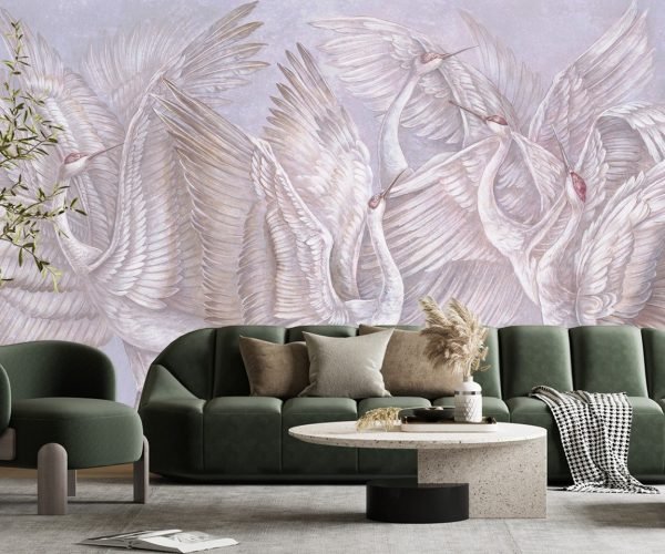 Papier peint Winged Serenity, rose et multicolore
