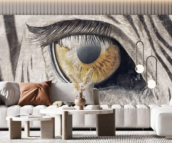Papier peint Zebra Gaze, gris et noir